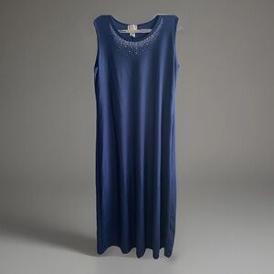 Vintage Kelly Lynn USA Made Sleeveless Maxi Dress‎ Nightgown XL Blue